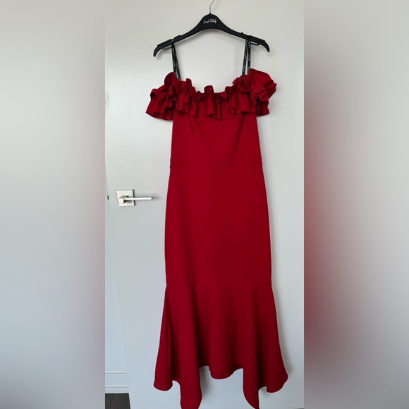 Joseph Ribkoff Signature Off Shoulder Ruffle Gown - Picture 2 of 5